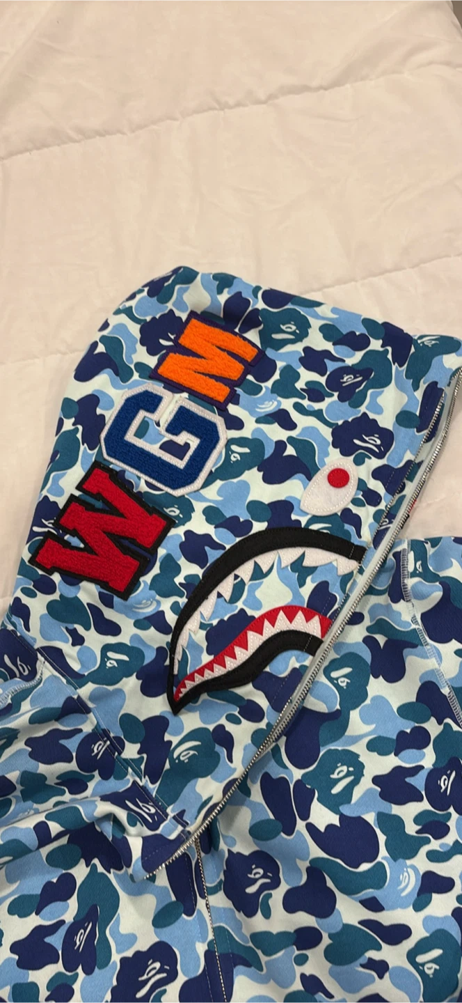 BAPE Blue Camo Shark Full Zip Hoodie - photo 3