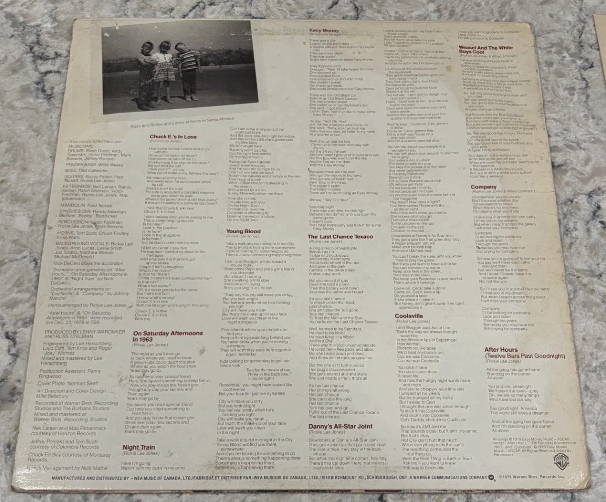 Rickie Lee Jones Self-Titled 1979 🇨🇦 Vinyl Record (BSK 3296) - photo 2