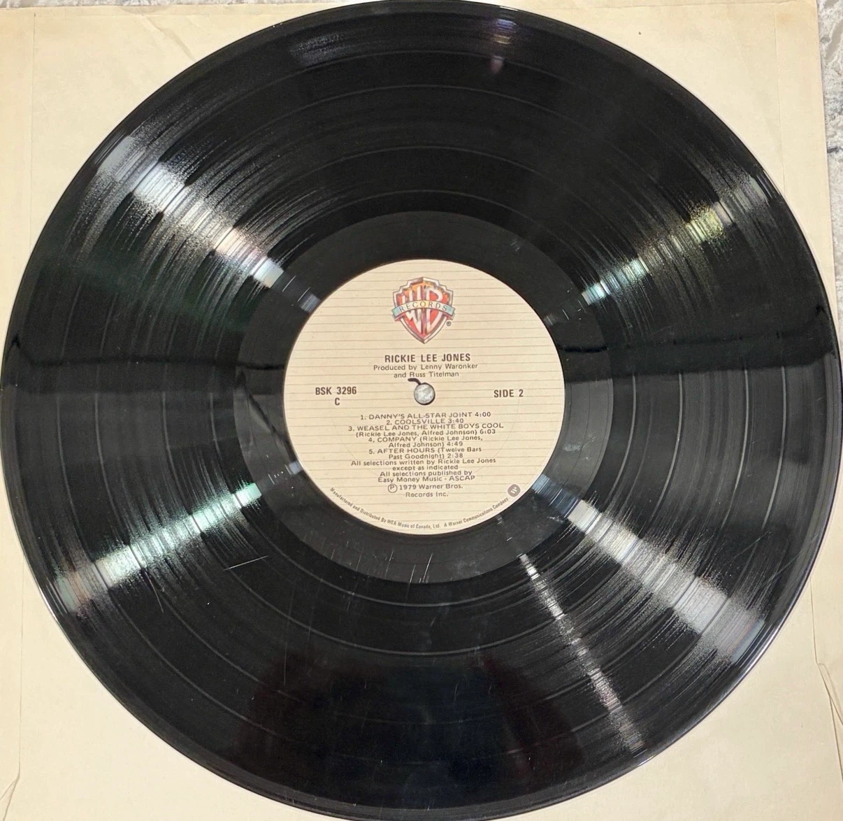 Rickie Lee Jones Self-Titled 1979 🇨🇦 Vinyl Record (BSK 3296) - photo 4