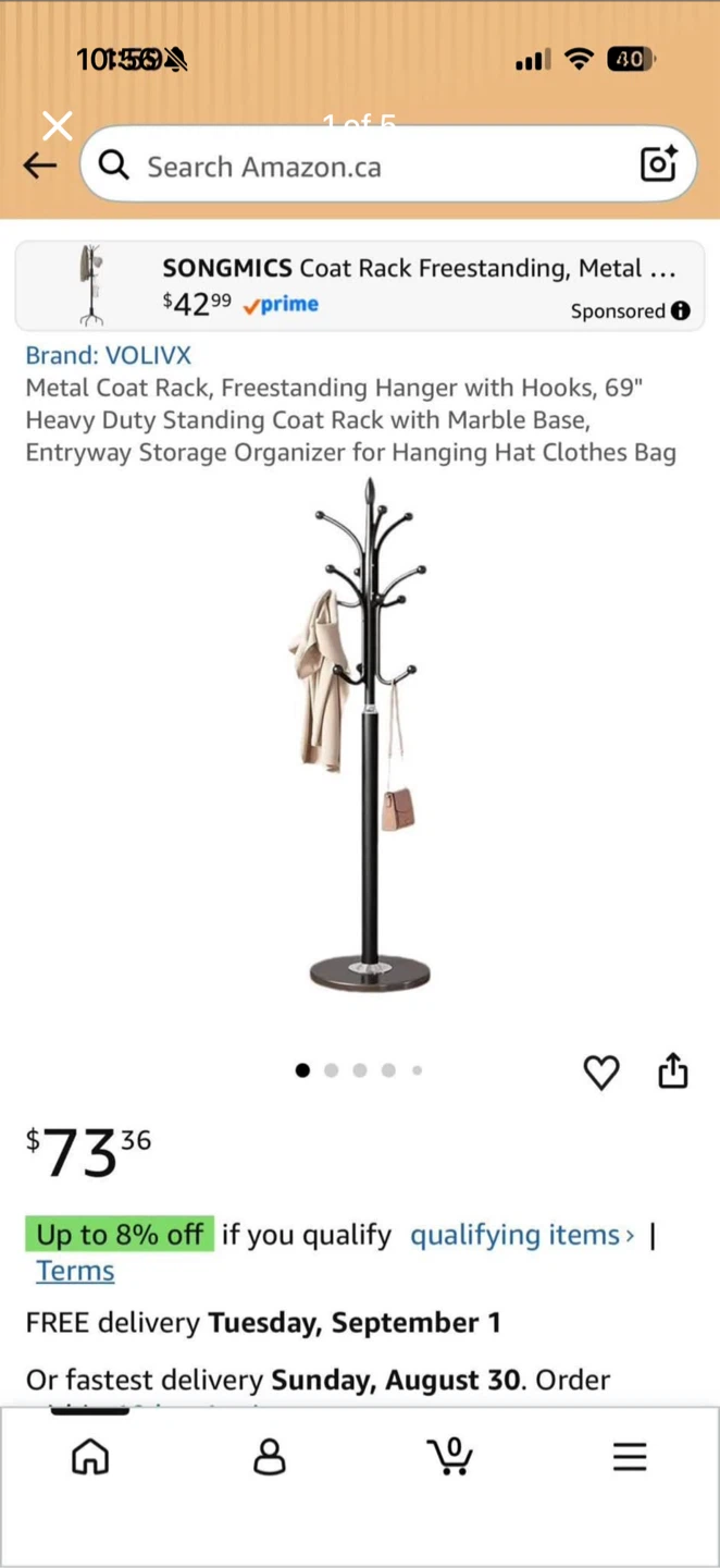 Metal Coat Rack with Hooks