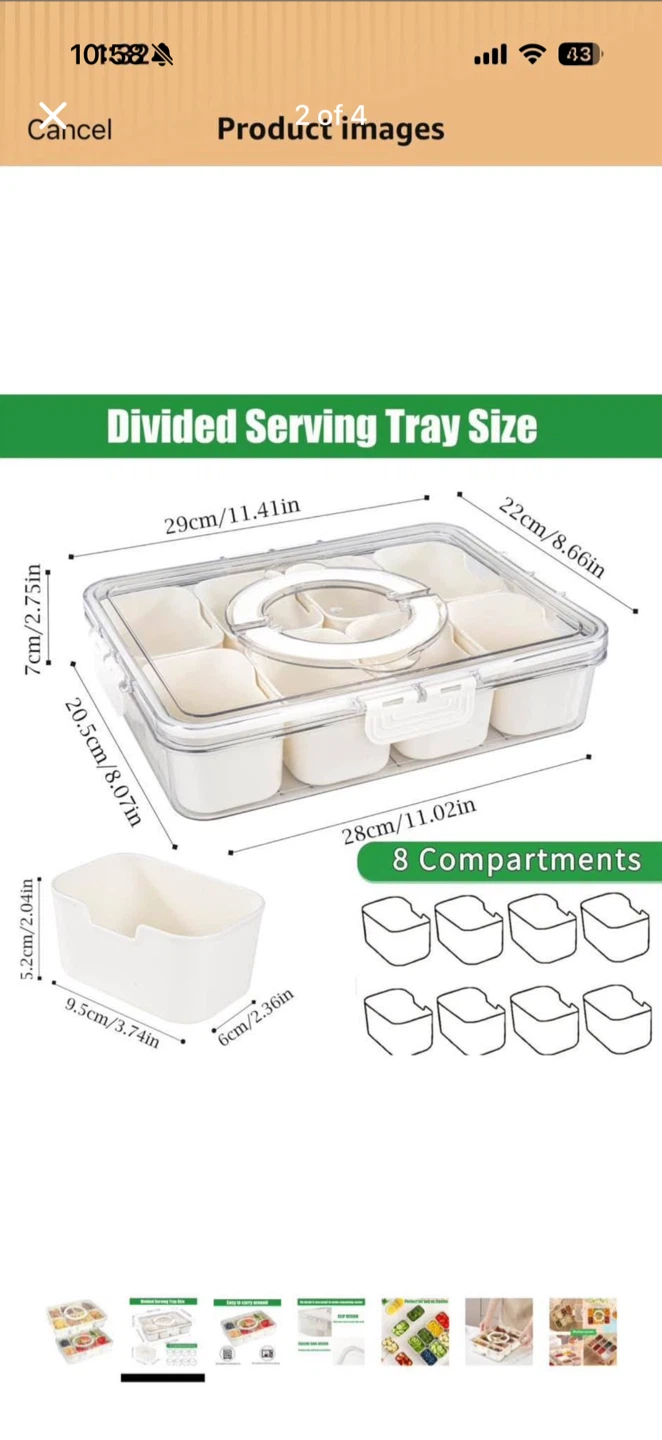 2 Pcs Divided Serving Tray Snack Box Container - photo 2