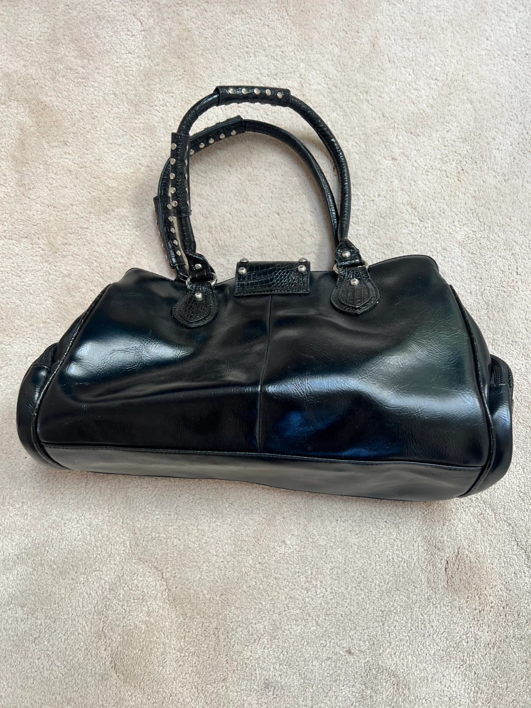Black & White Zebra Print Handbag with Studs - photo 2