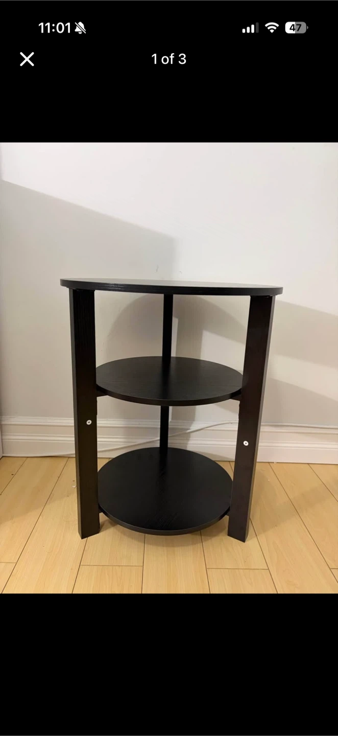 3-Tier Round Side Table, black - photo 2