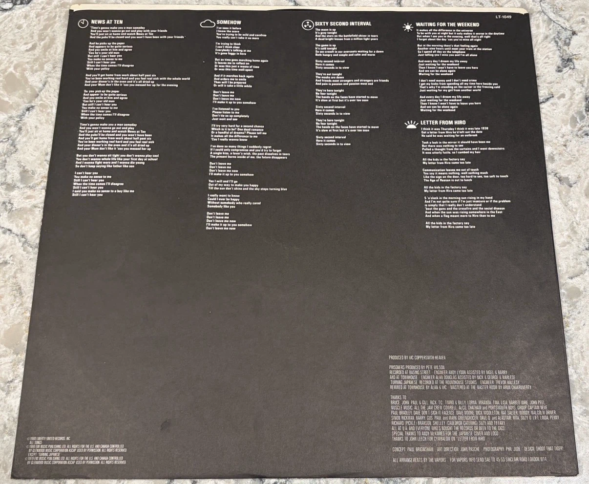 The Vapors New Clear Days LP 1980 🇨🇦 Original (LT-1049) - photo 4