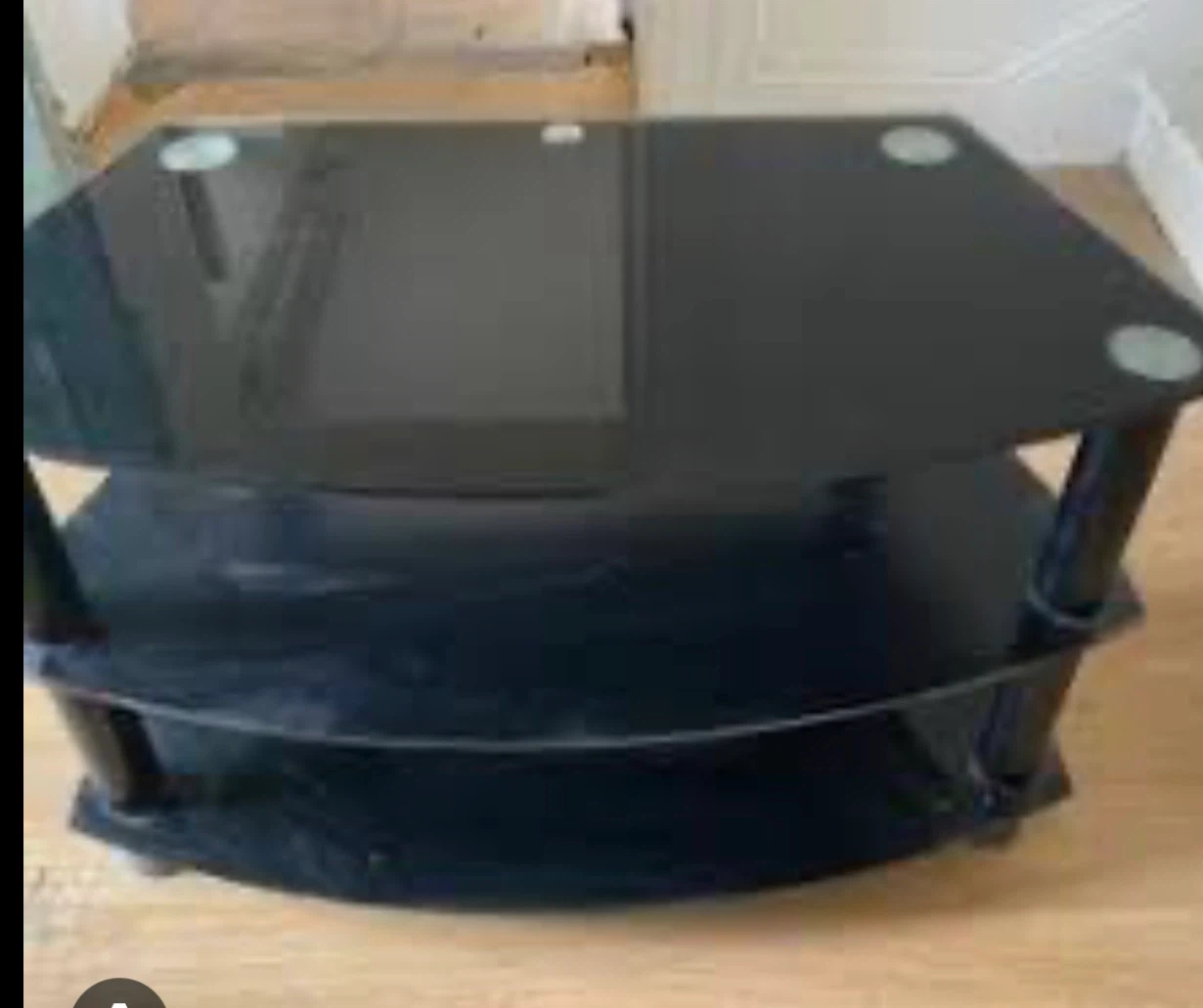 Black 2-Tier Glass TV Stand