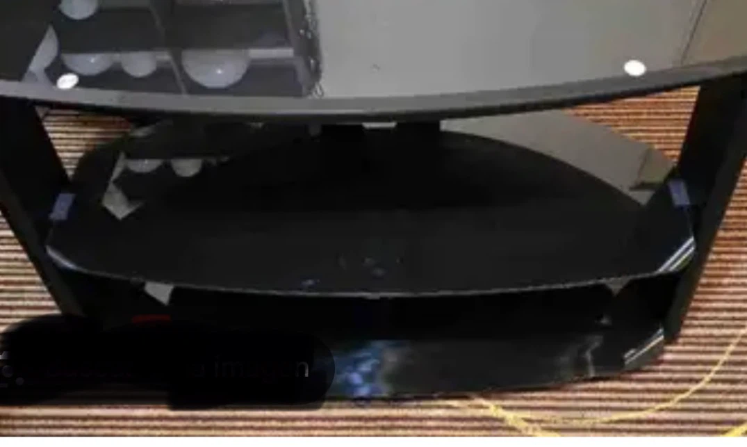 Black 2-Tier Glass TV Stand - photo 2