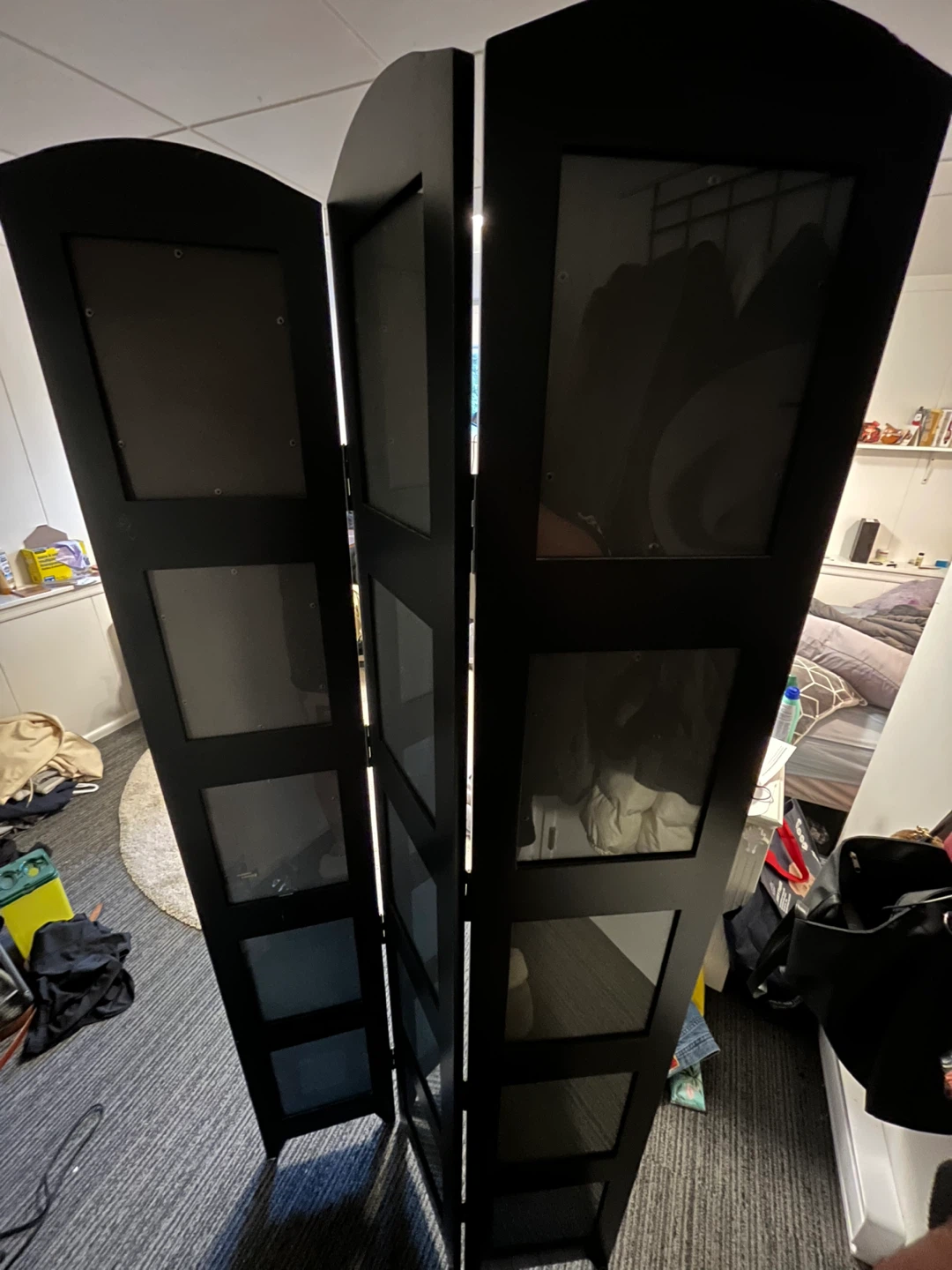 Black 6-Panel Folding Photo Frame Room Divider