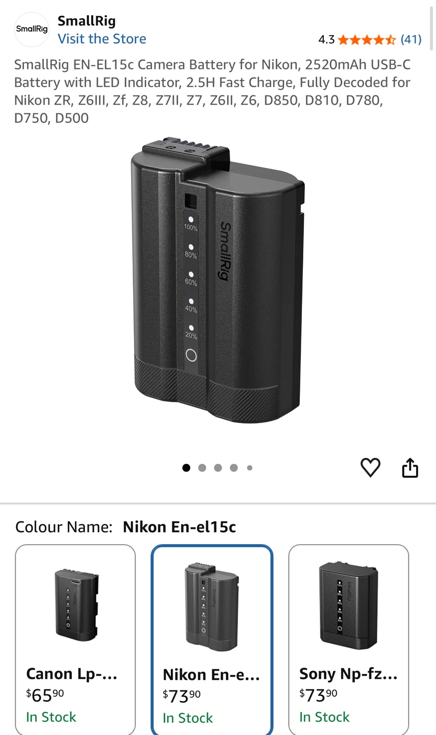 SmallRig Camera Battery for Nikon EN-EL15c