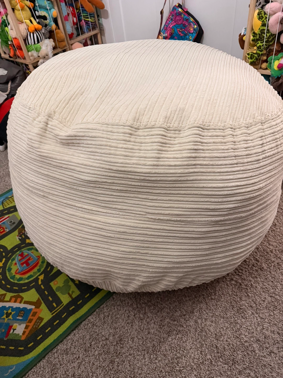 Cream Corduroy Bean Bag Chair