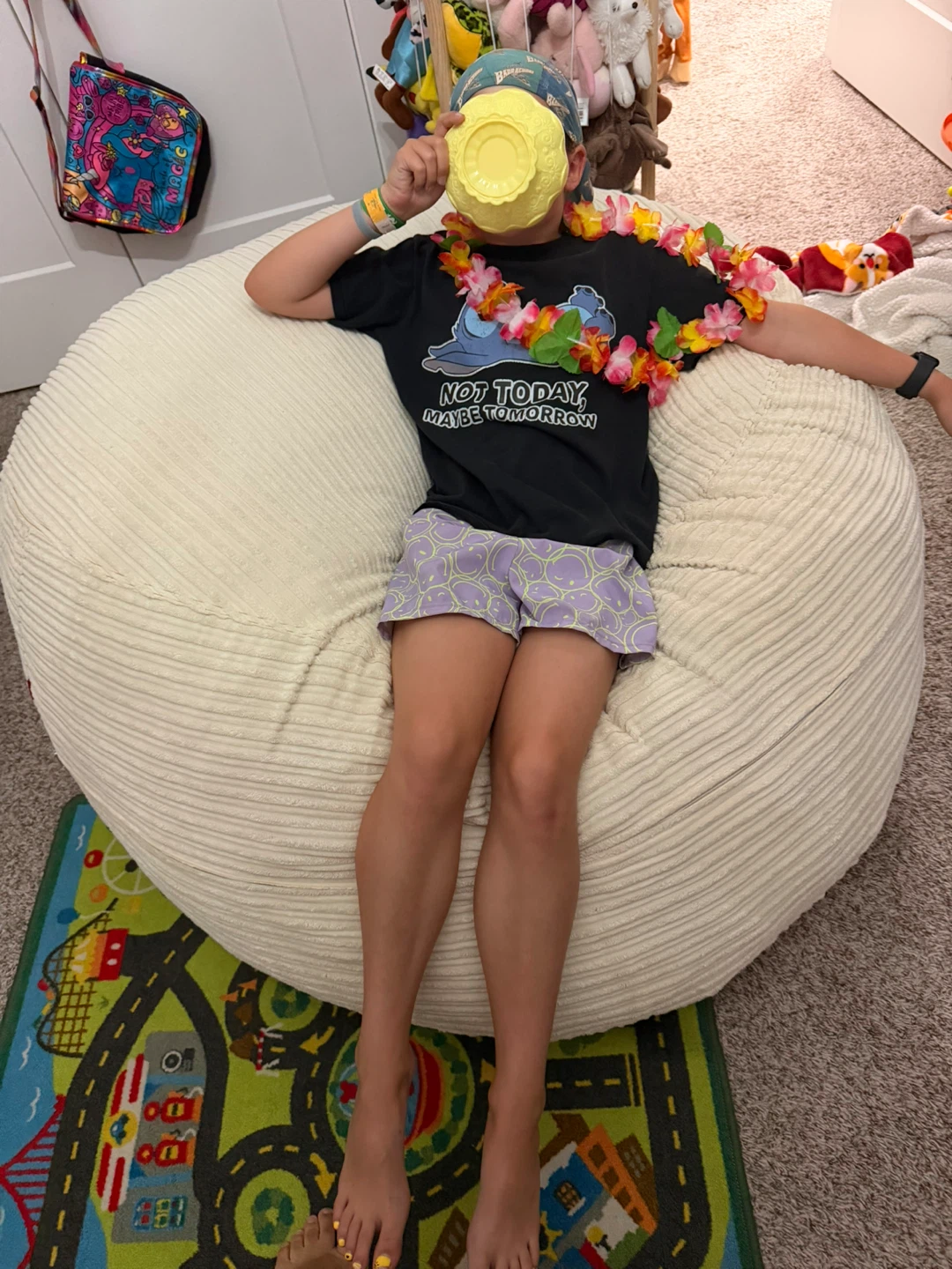 Cream Corduroy Bean Bag Chair - photo 2