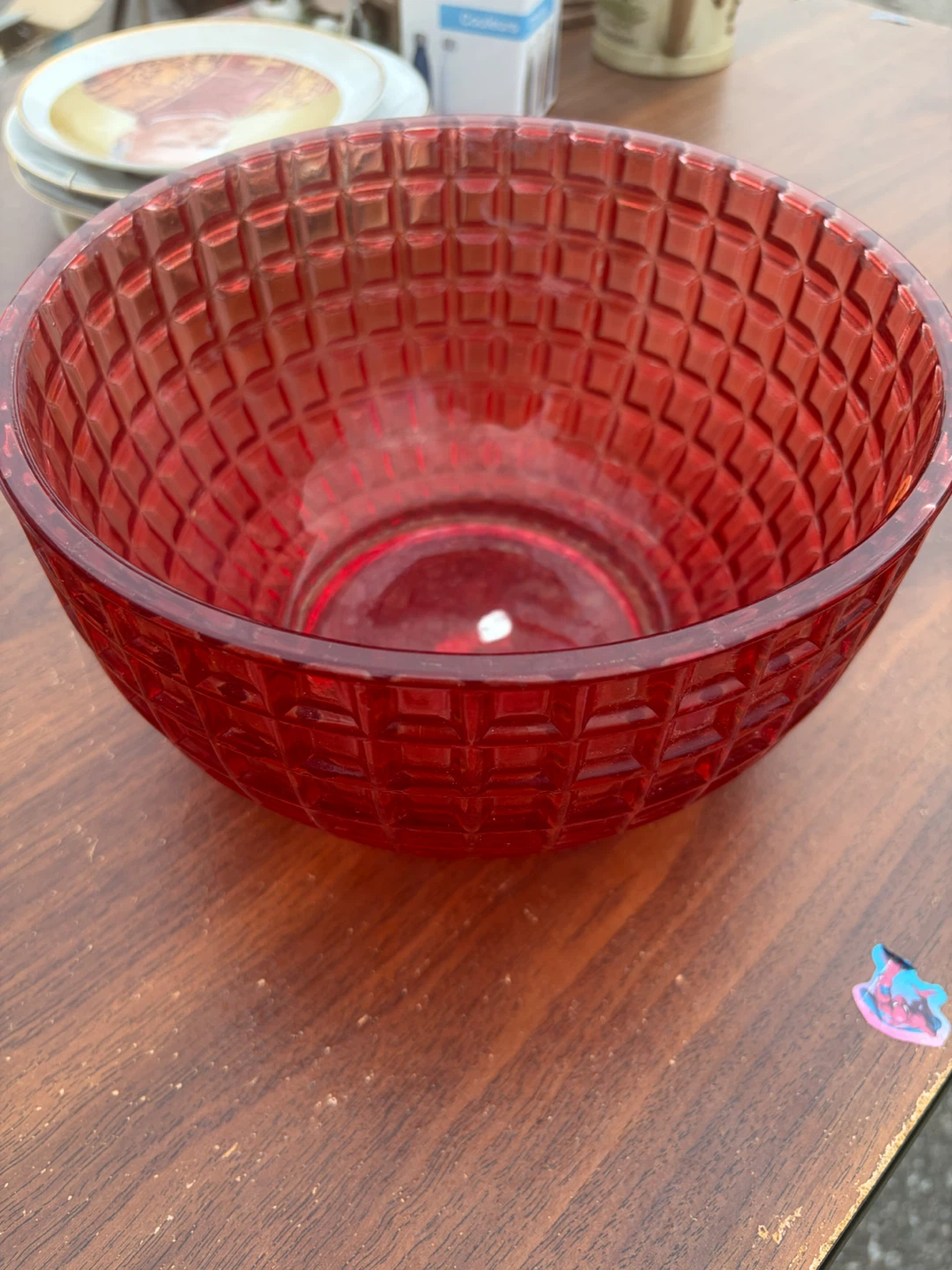 Red Glass Serving Bowl - photo 2