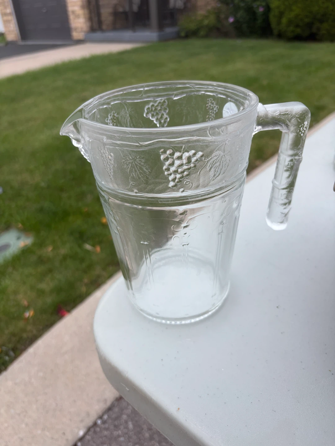 Glass Pitcher with Grapevine Design
