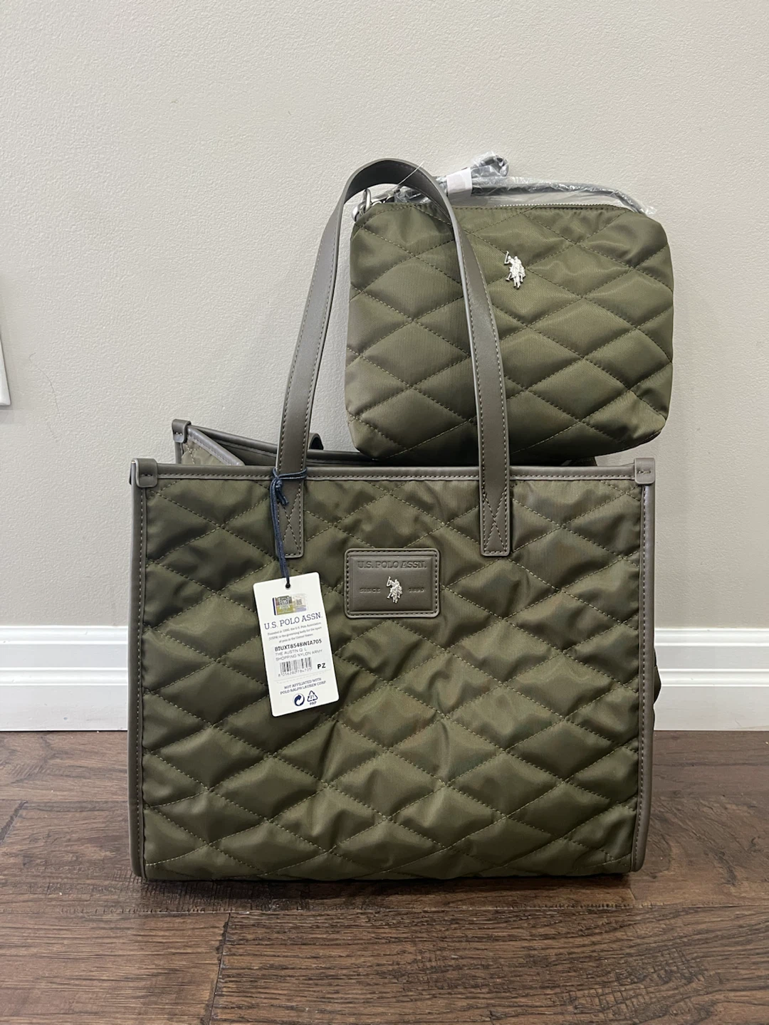 U.S. Polo Assn. Quilted Tote Bag Set with Pouch