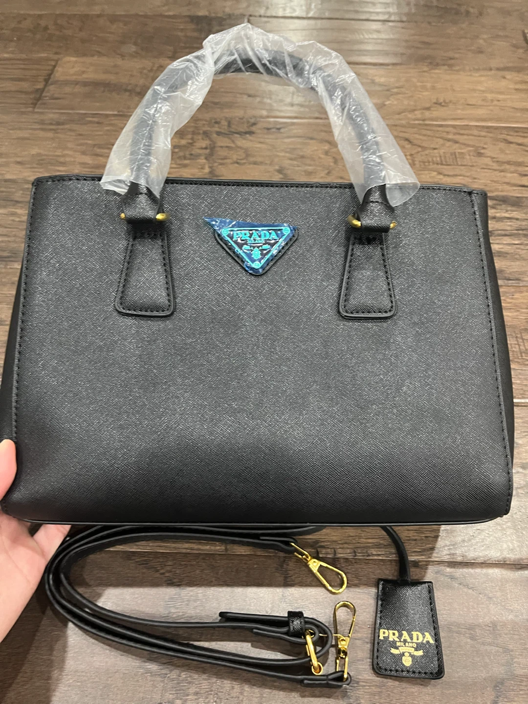 Prada Black Saffiano Leather Top Handle Bag