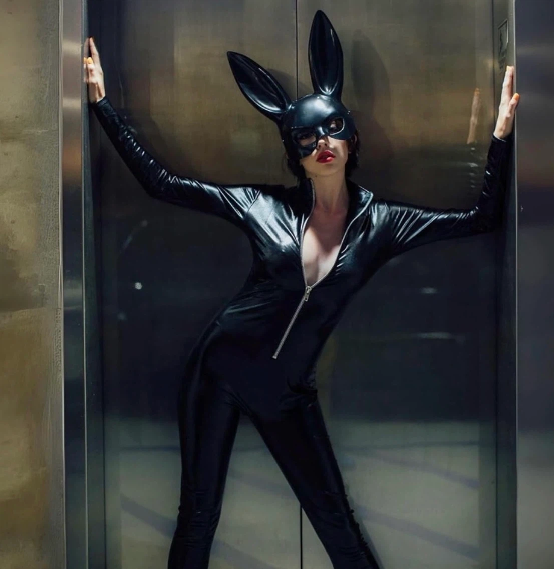 Leg Avenue Black Catwoman Catsuit Halloween Costume