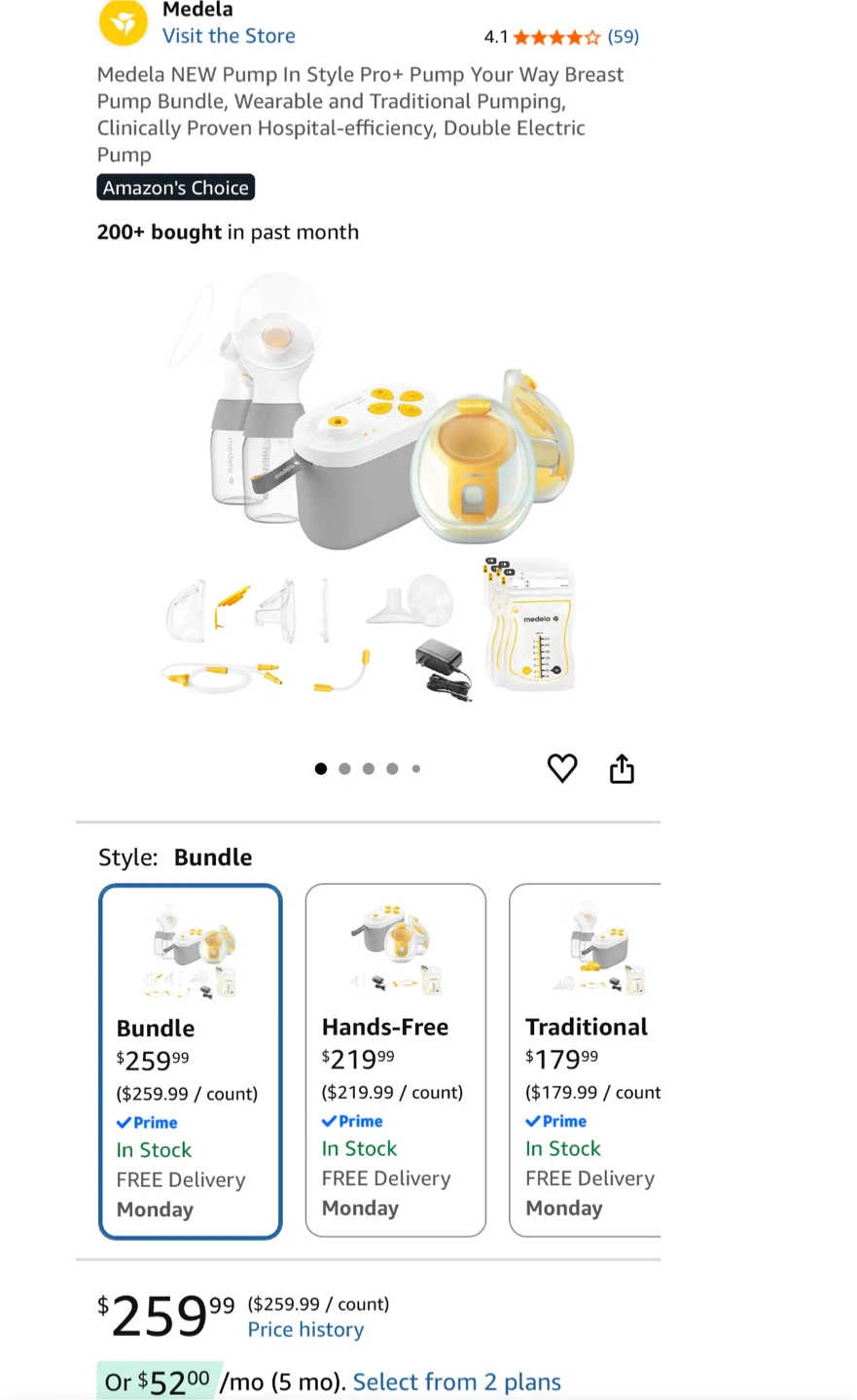 Medela Pump In Style Pro+ Double Electric Breast Pump Bundle