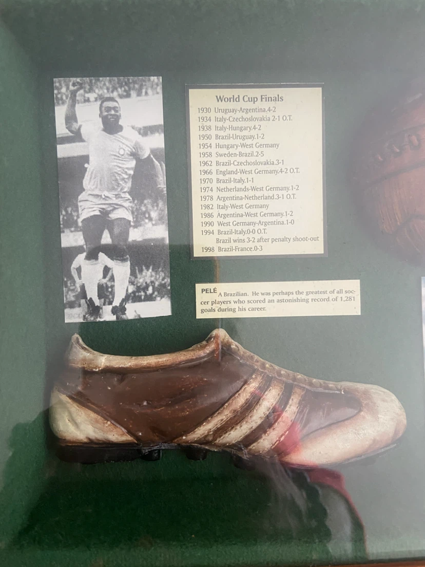 Framed Football Memorabilia Display with Trophy Replica - photo 2
