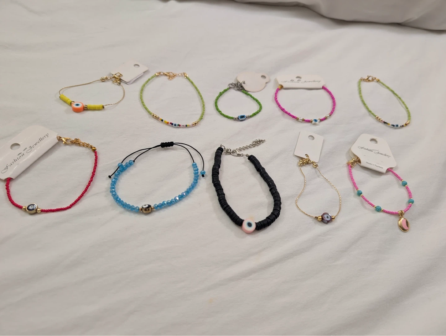 Assorted Beaded Bracelets with Evil Eye Charms