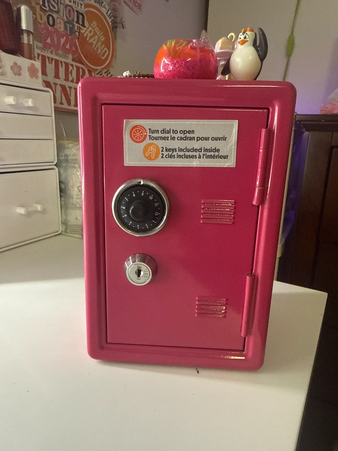 Pink mini coin bank “locker”