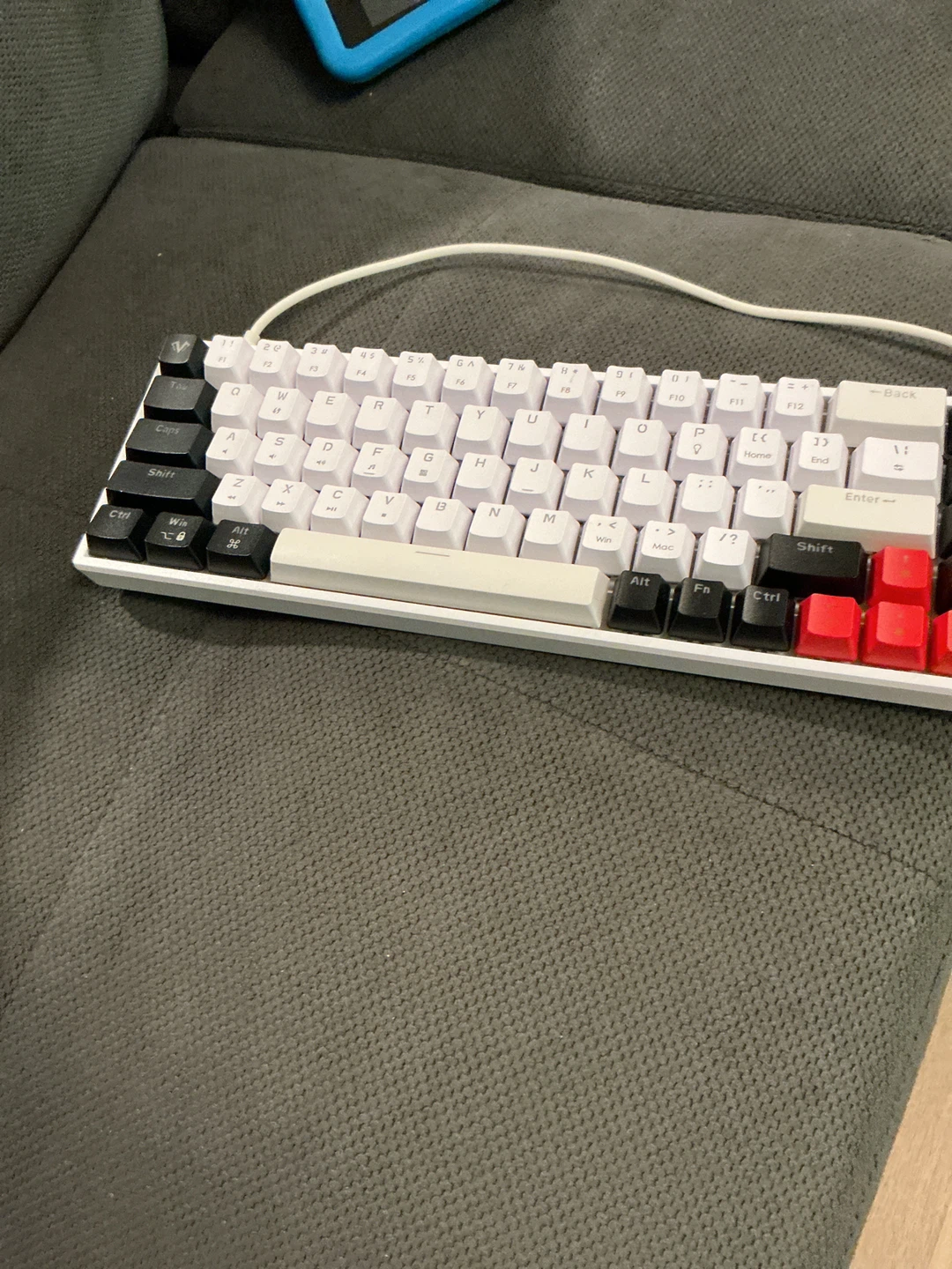 Compact White and Black Wired Keyboard