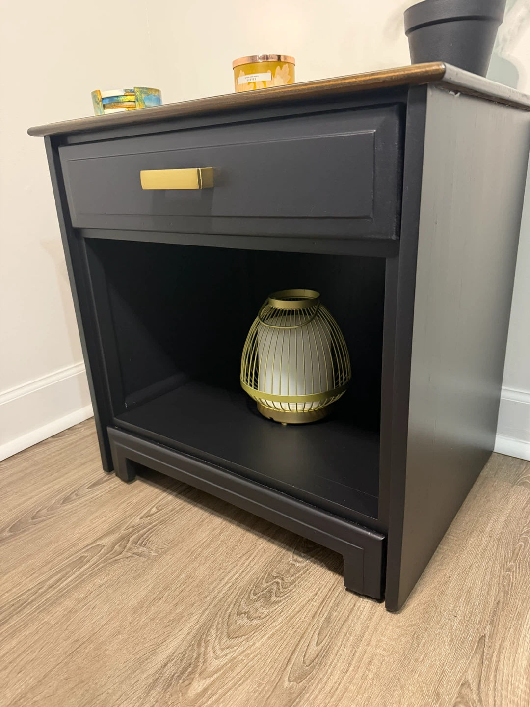 Mid-Century Modern Black & Wood Nightstand - photo 3