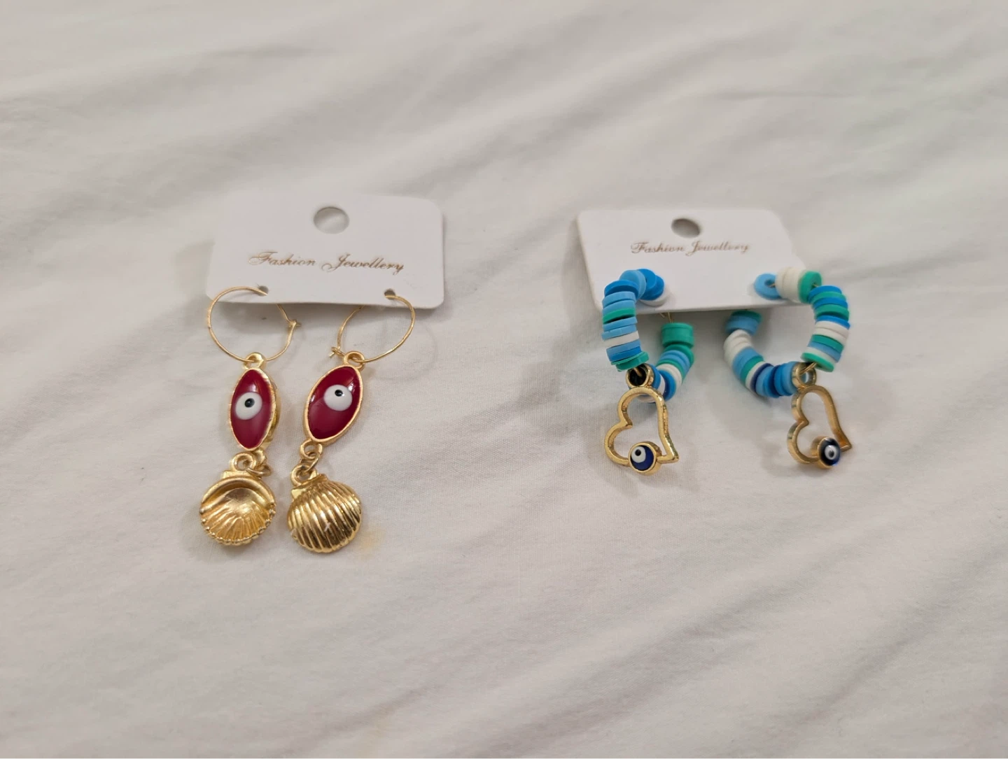 Fashion Jewellery Hoop Earrings with Evil Eye Charms