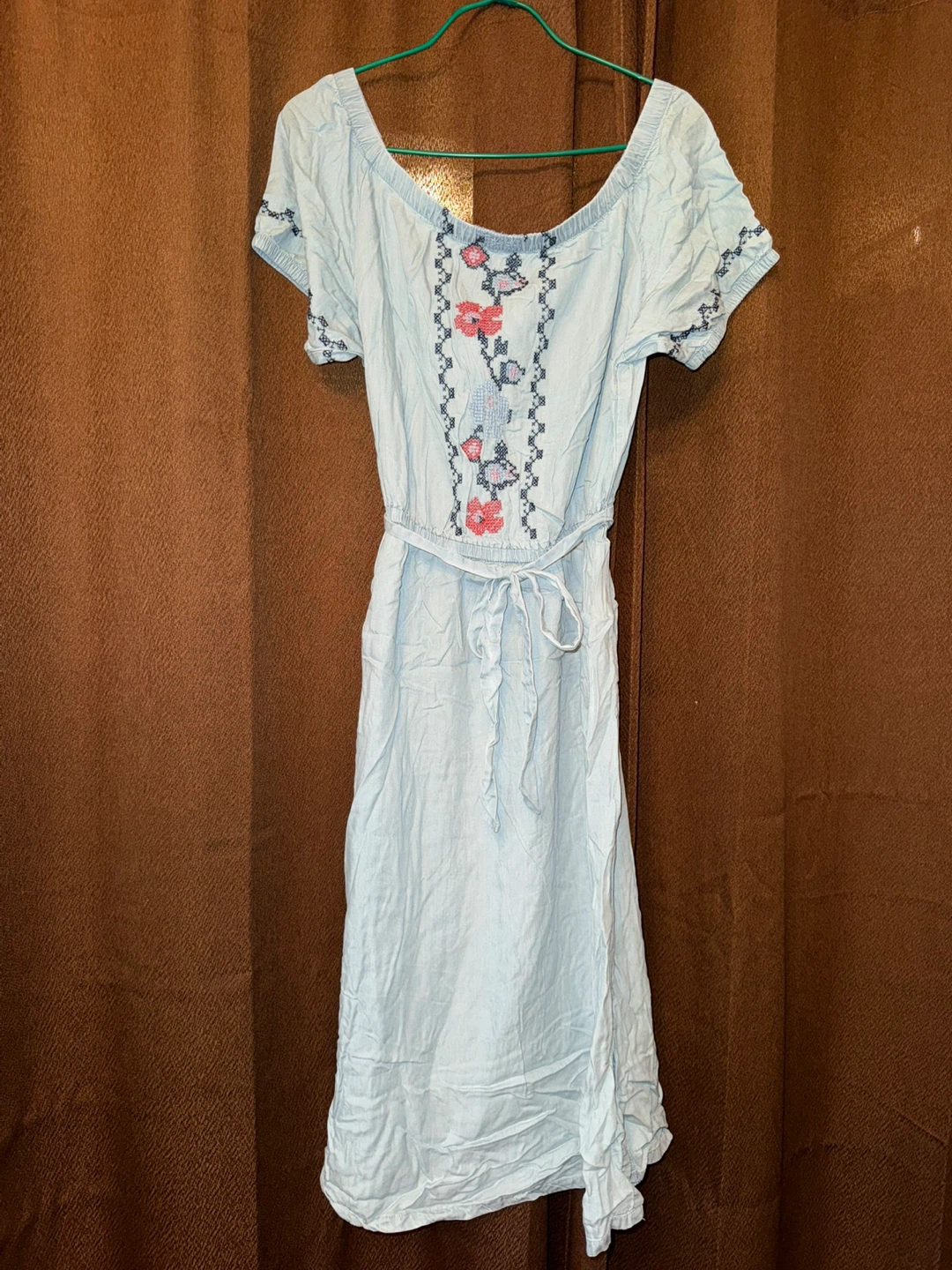 Old Navy Light Blue Embroidered Dress