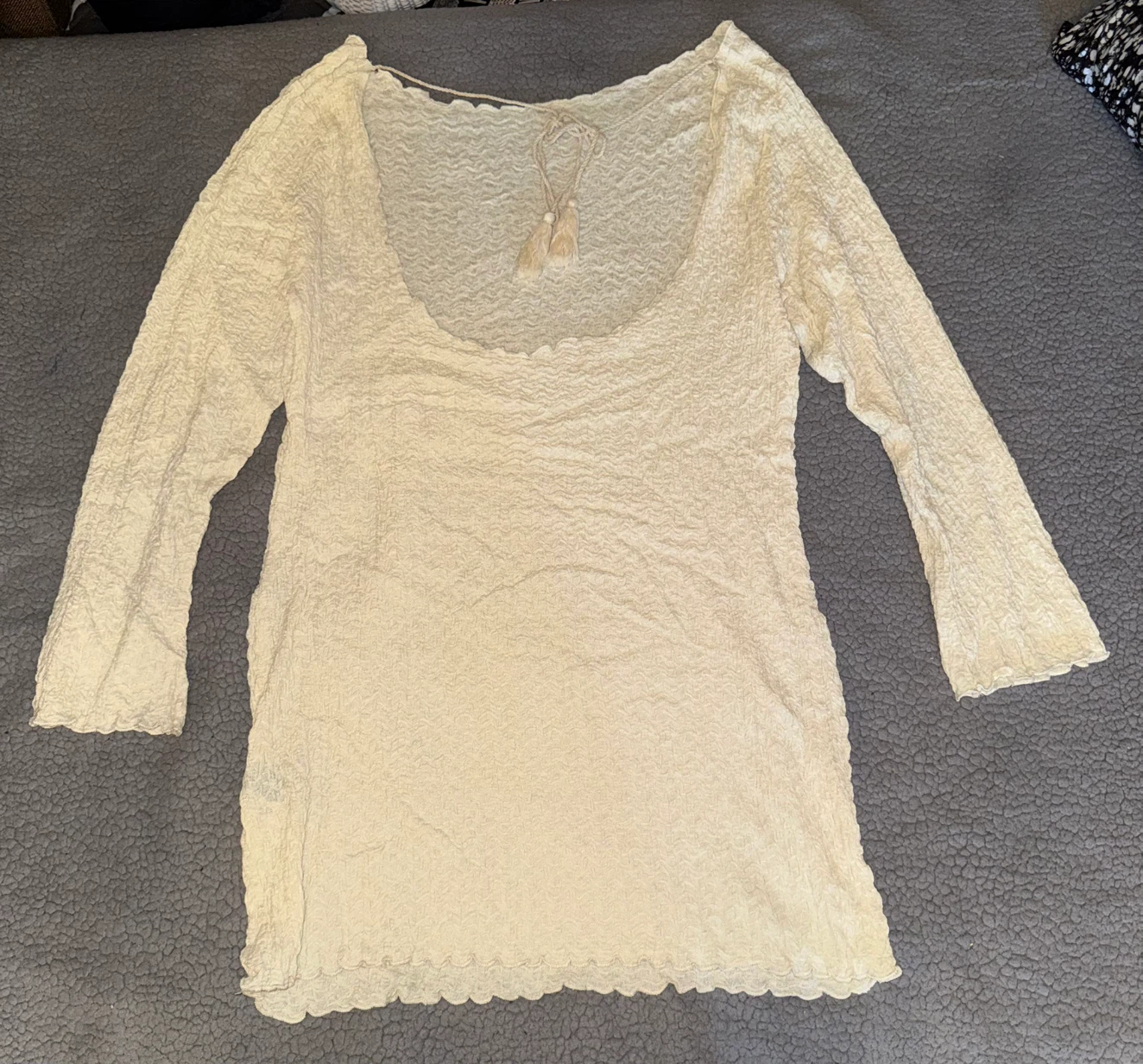 SHEIN Cream Textured Long Sleeve Dress - photo 2