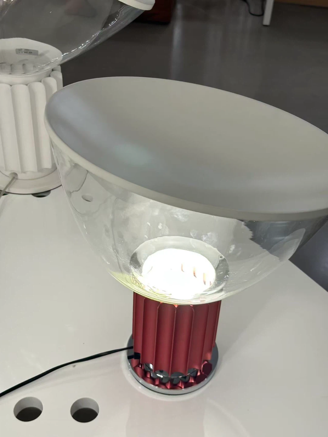 Red Fluted Base Table Lamp
