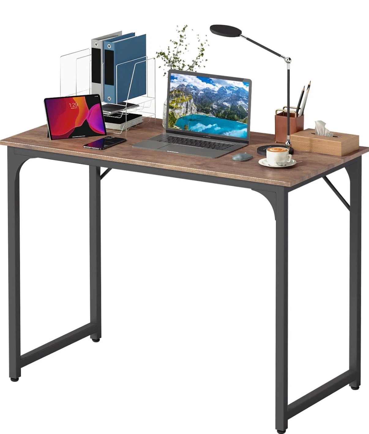 Wooden Top Desk with Metal Frame