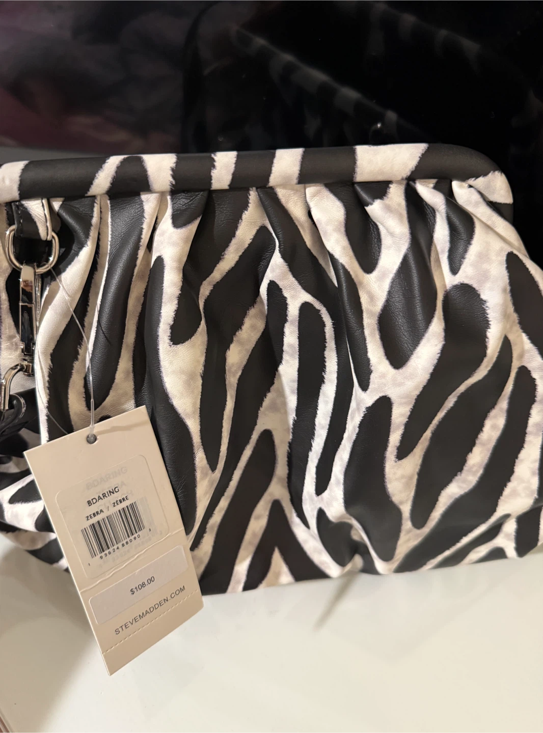 Steve Madden Roaring Zebra Clutch