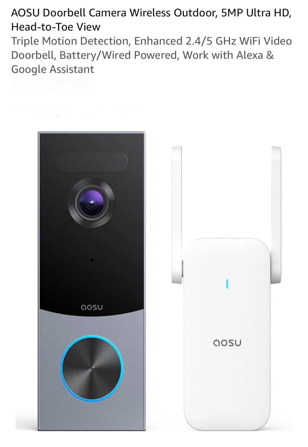 Aosu Doorbell Camera Wireless Outdoor 5MP Ultra HD
