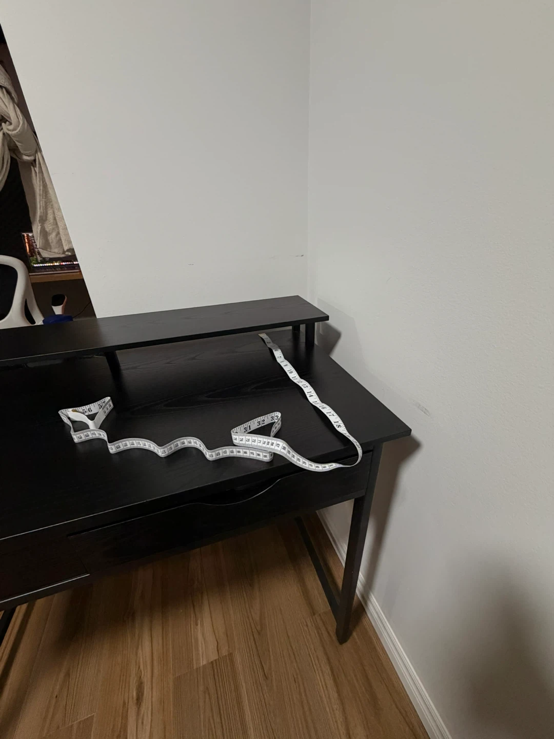 Black computer desk with shelf and power outlets - photo 4