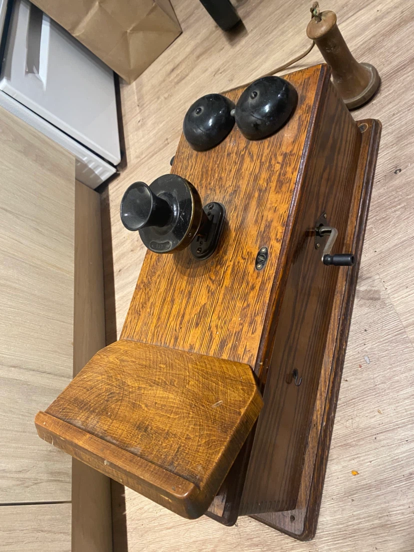 Vintage Wooden Wall Mount Telephone System