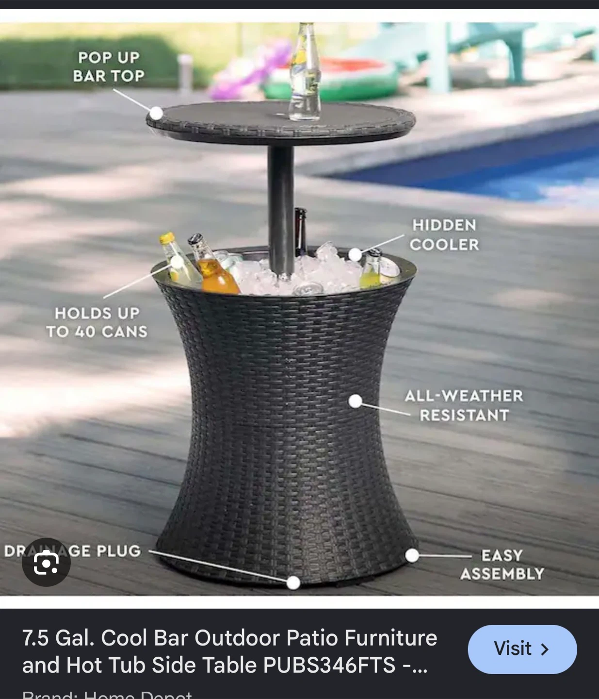 Cool Bar Outdoor Patio Furniture and Hot Tub Side Table - photo 2