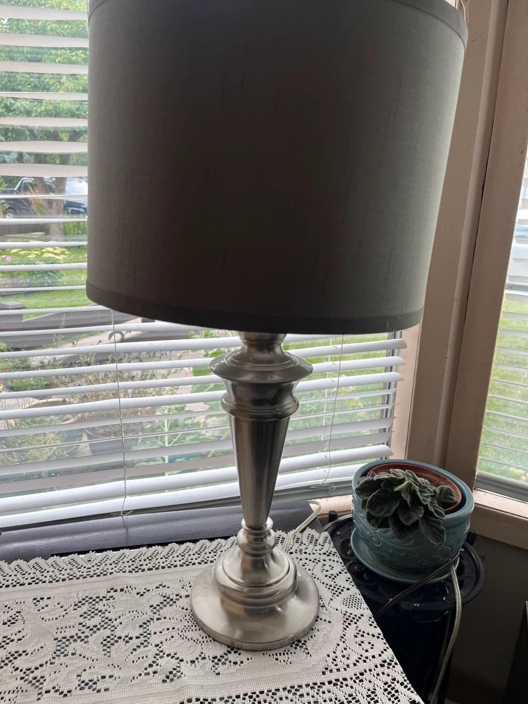Table Lamp with Grey Shade