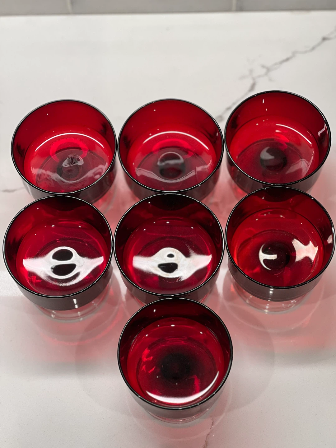 Vintage Mid-Century Ruby Red Coupe Glasses (Set of 7) - photo 3
