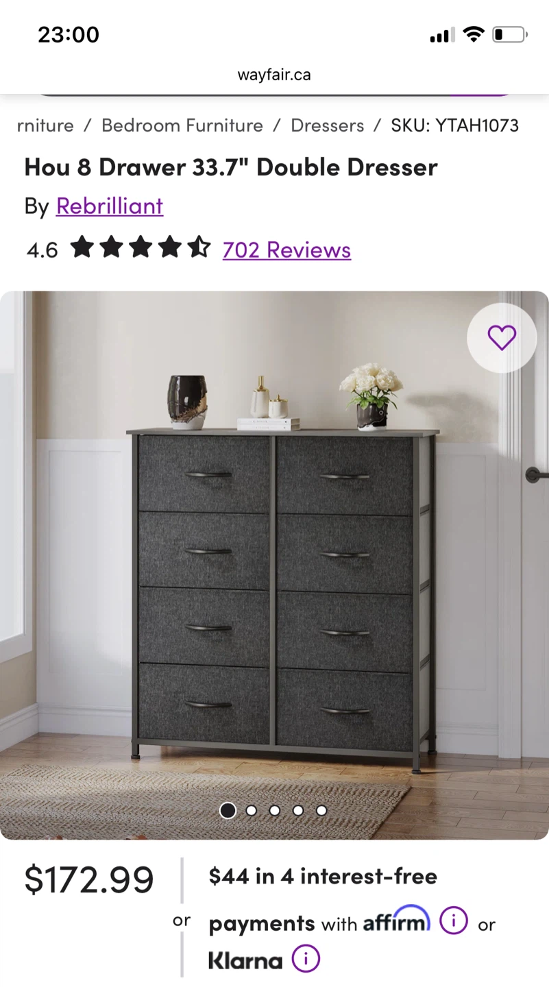 Rebrilliant Hou 8 Drawer 33.7" Double Dresser