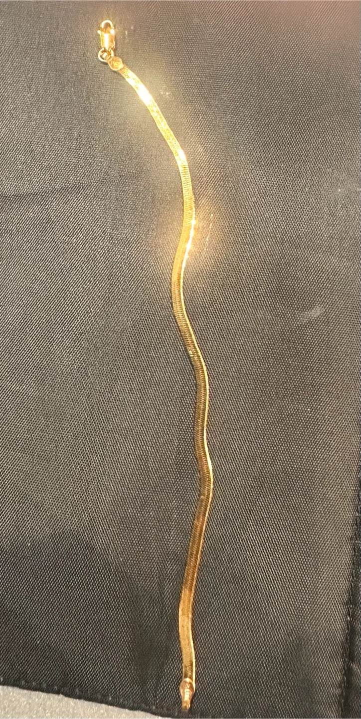 Gold Tone Herringbone Bracelet with Box - photo 4