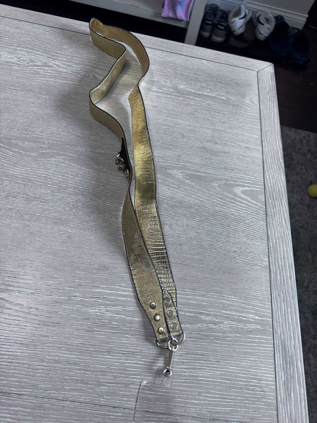 ✨ Metallic Gold Reptile Embossed Crossbody Phone Lanyard Strap
