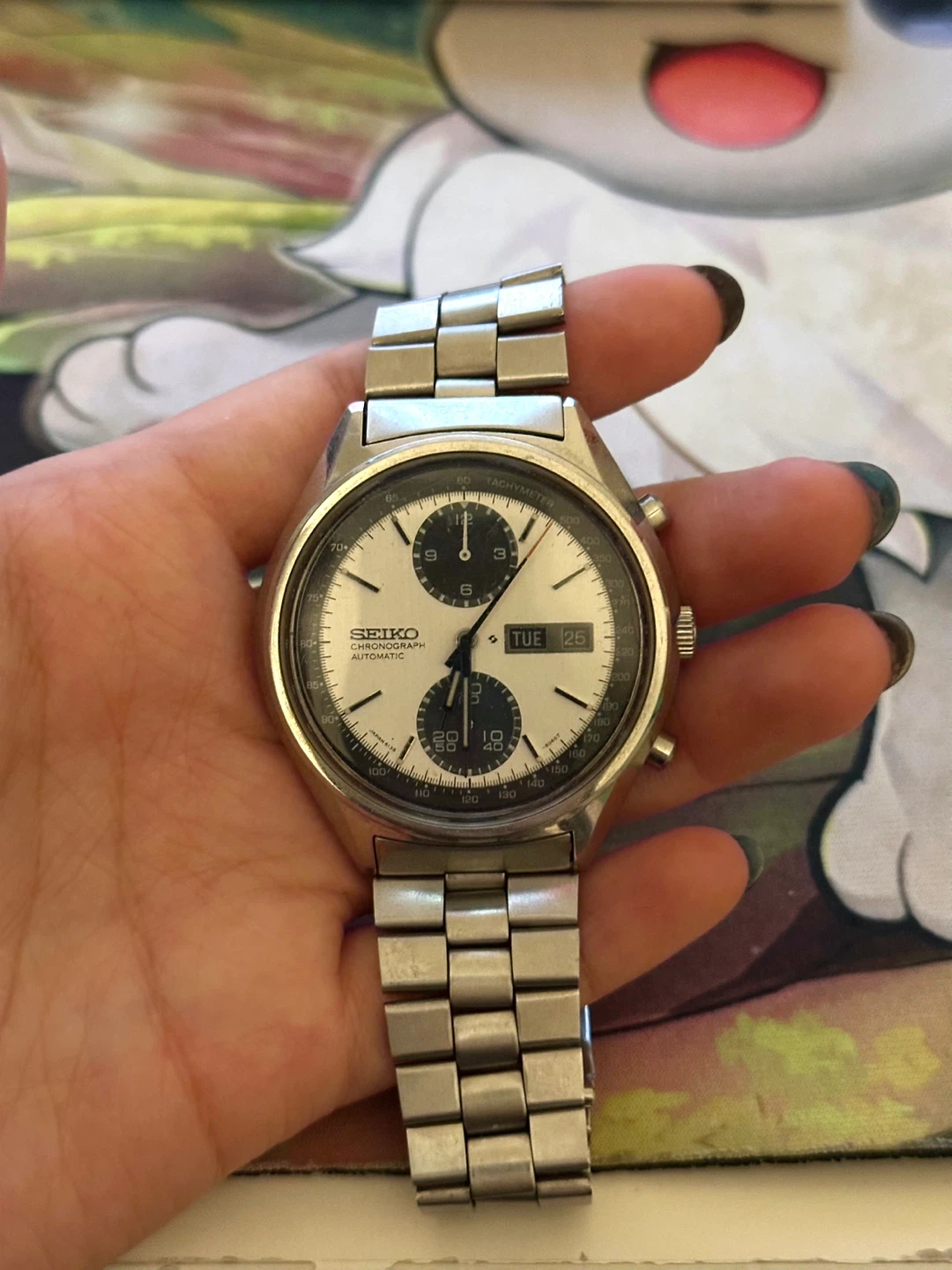 Vintage Seiko 5 Automatic Panda Chronograph