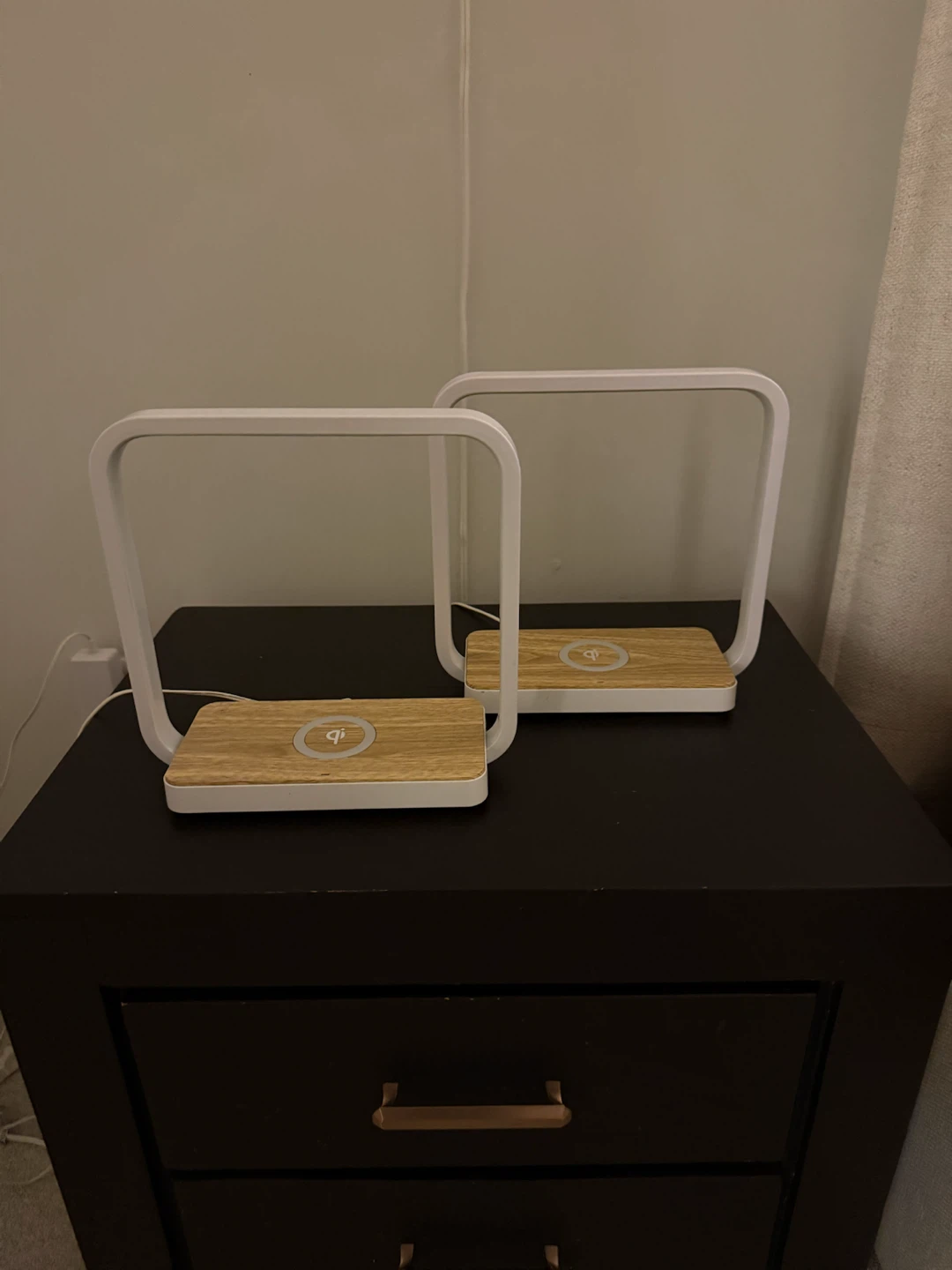 Set of 2 Modern LED Table Lamps with Wireless Charging Base