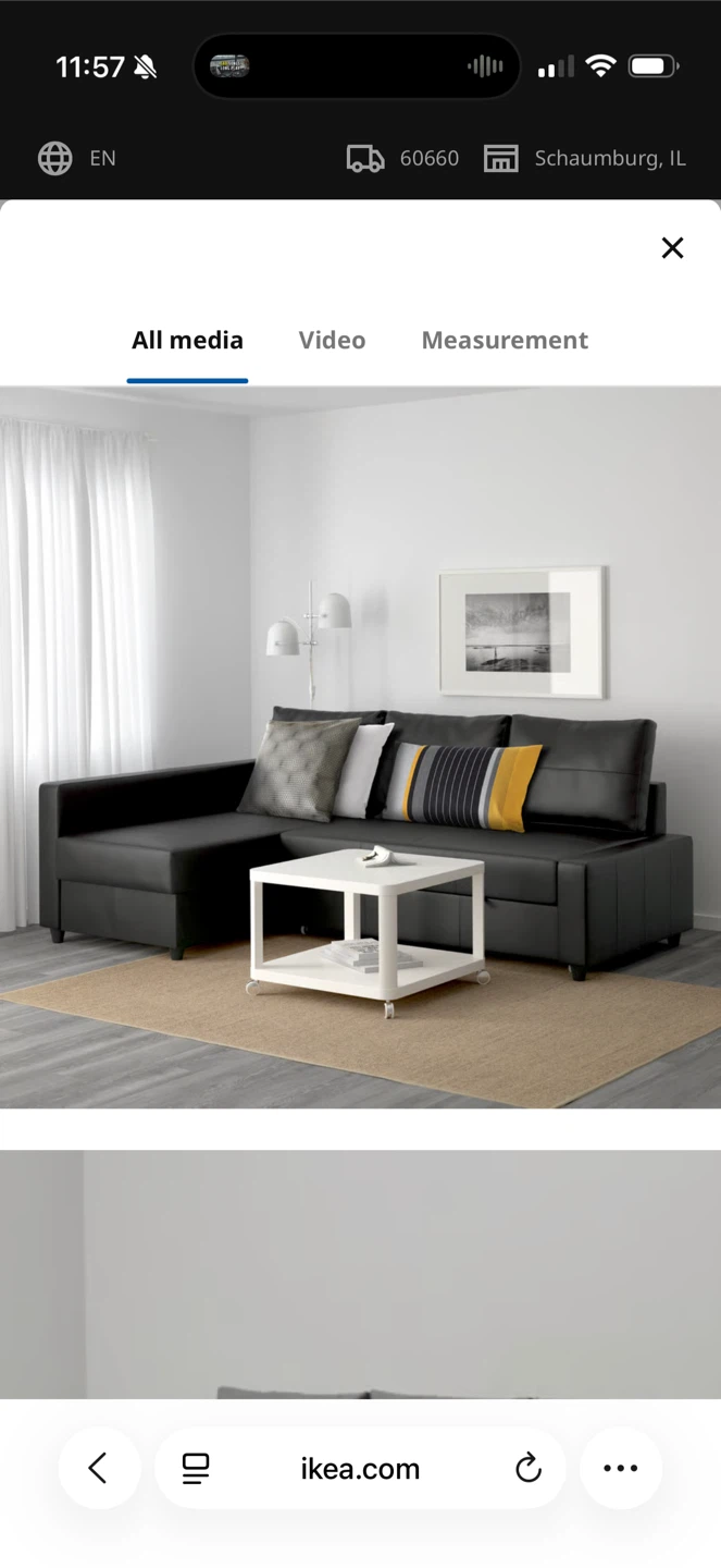 IKEA Black Leather Sectional Sofa Bed with Storage - photo 5