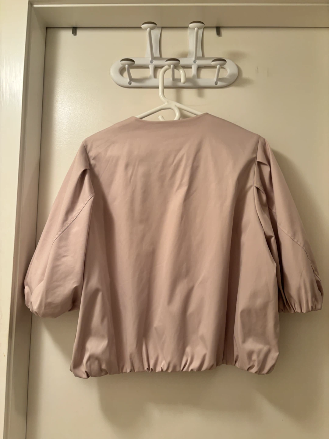 ZARA Light Pink Cropped Jacket with Puff Sleeves - photo 2