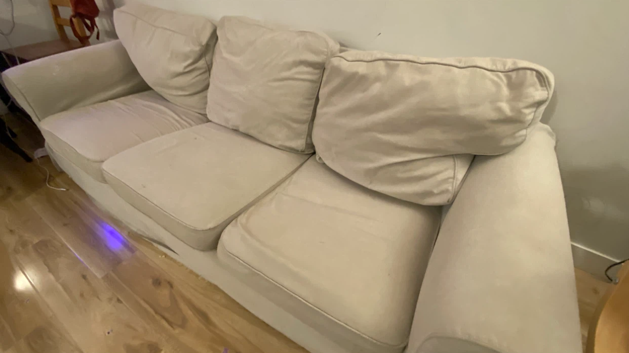 Beige three-seater sofa - photo 2