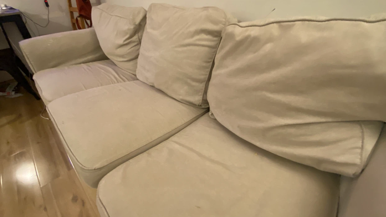 Beige three-seater sofa - photo 3