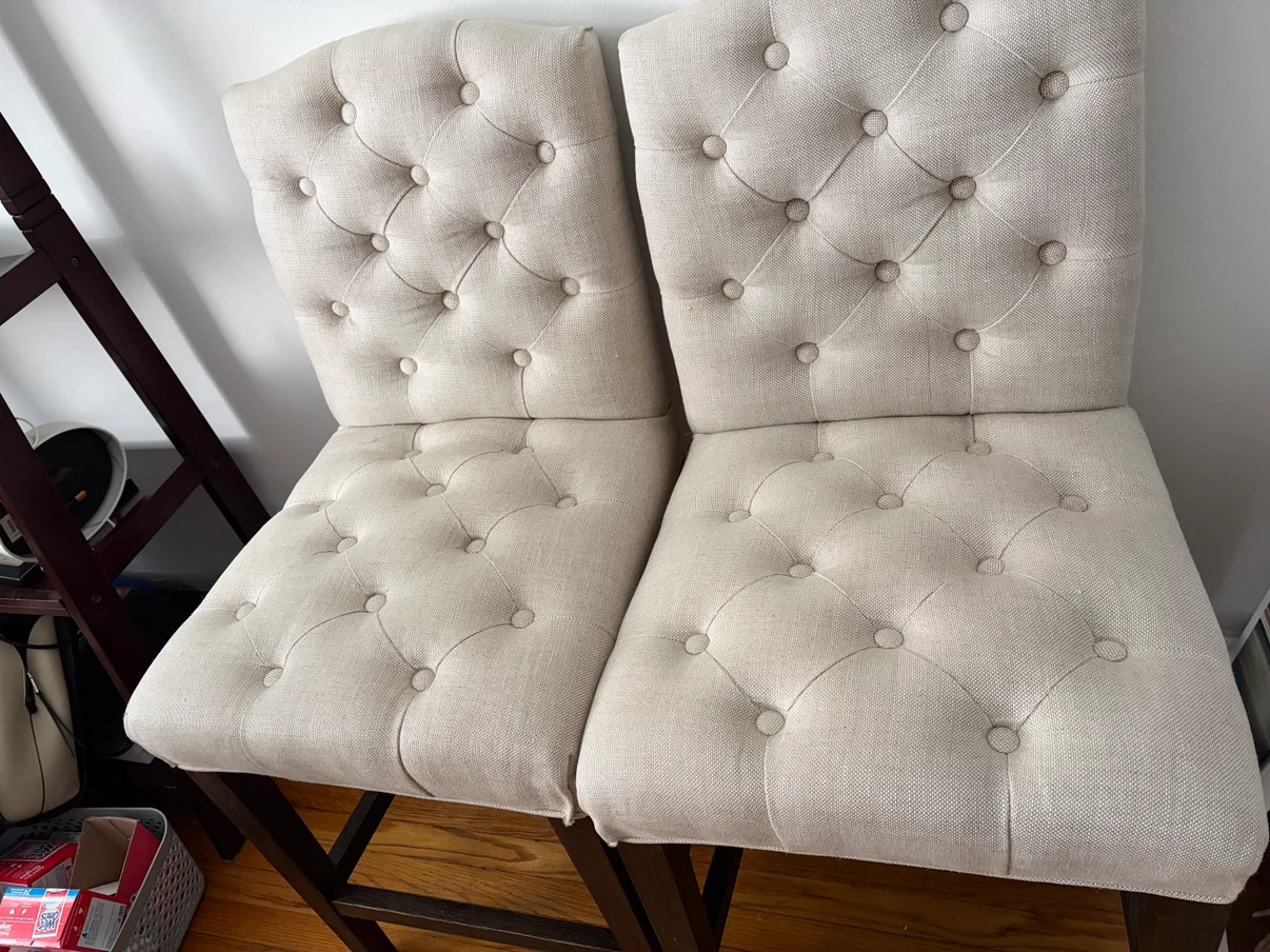 Set of 2 Restoration Hardware Tufted Counter Height Bar Stools - photo 2