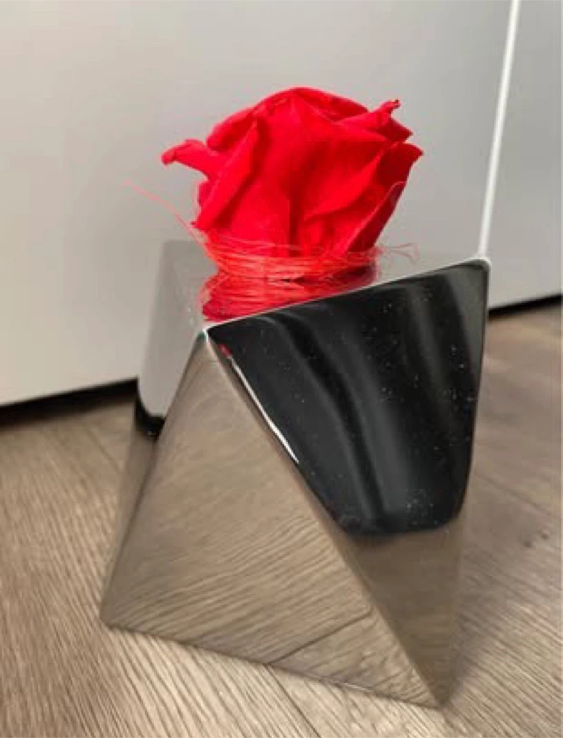Forever Rose in Modern Silver Geometric Holder