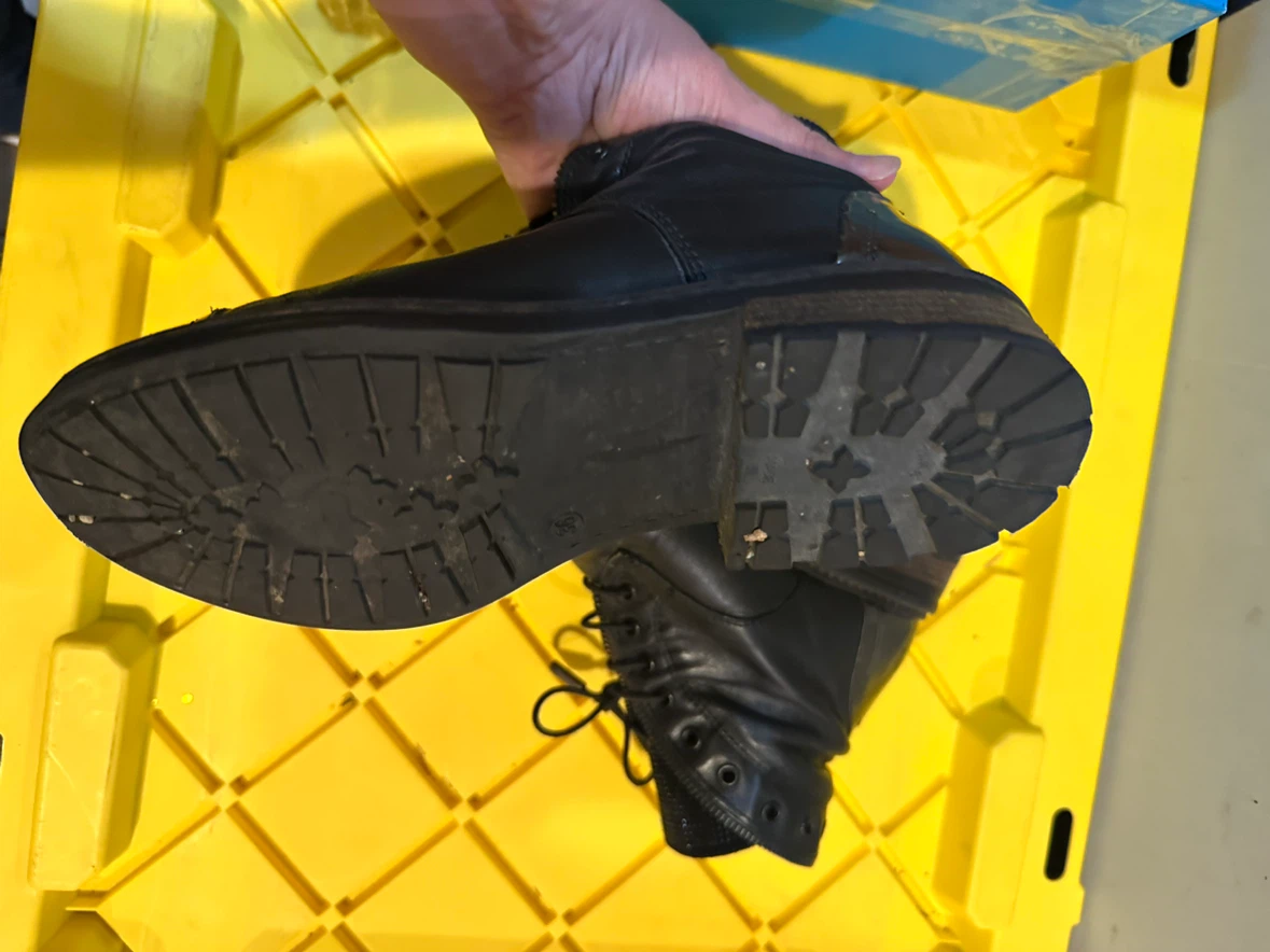 Black Leather Combat Boots - photo 4