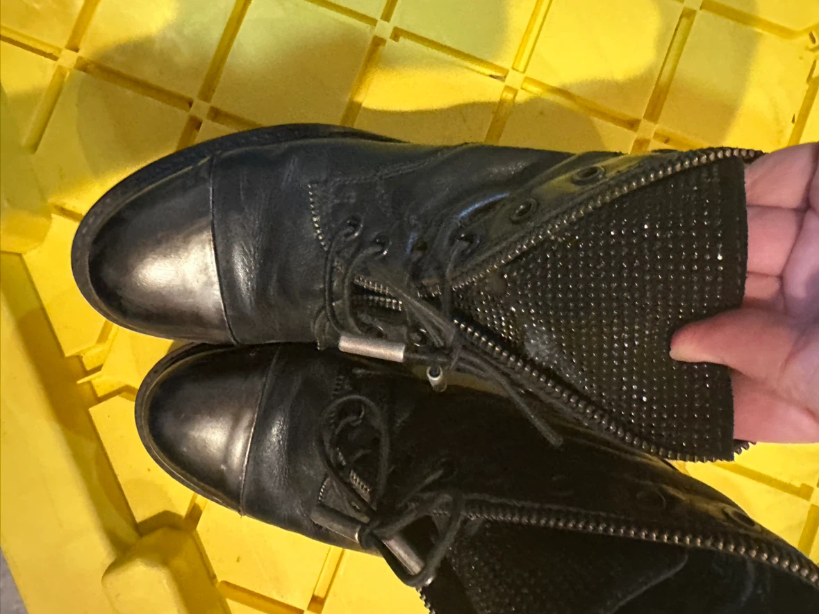 Black Leather Combat Boots - photo 5